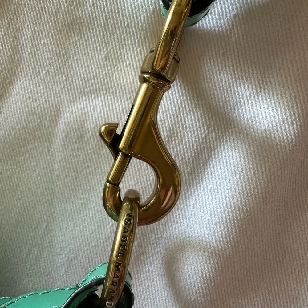 Isabel Marant Oskan Moon Green Shoulder Bag with Gold Accents NWT - Picture 7 of 10